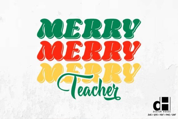Christmas Merry Teacher SVG PNG