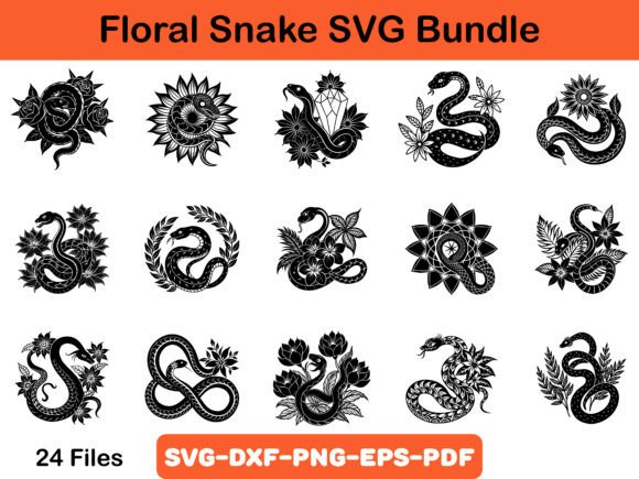 Floral Snake SVG Bundle