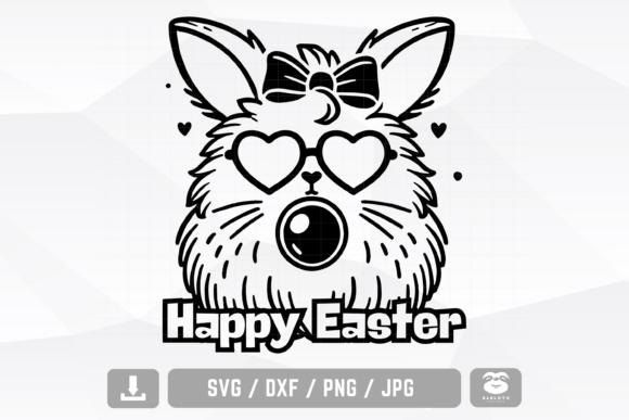 Happy Easter Svg, Fluffy Bunny Svg
