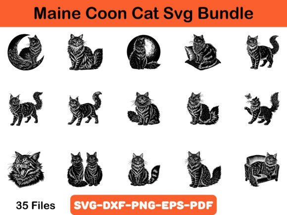 Maine Coon Cat Svg Bundle