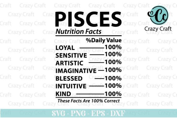 Pisces Nutrition Facts Svg, Zodiac Sign